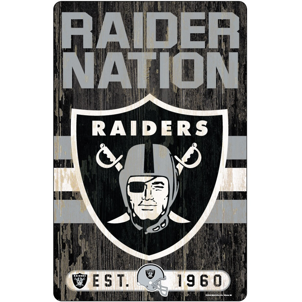 Las Vegas Raiders Sign 11x17 Wood Slogan Design