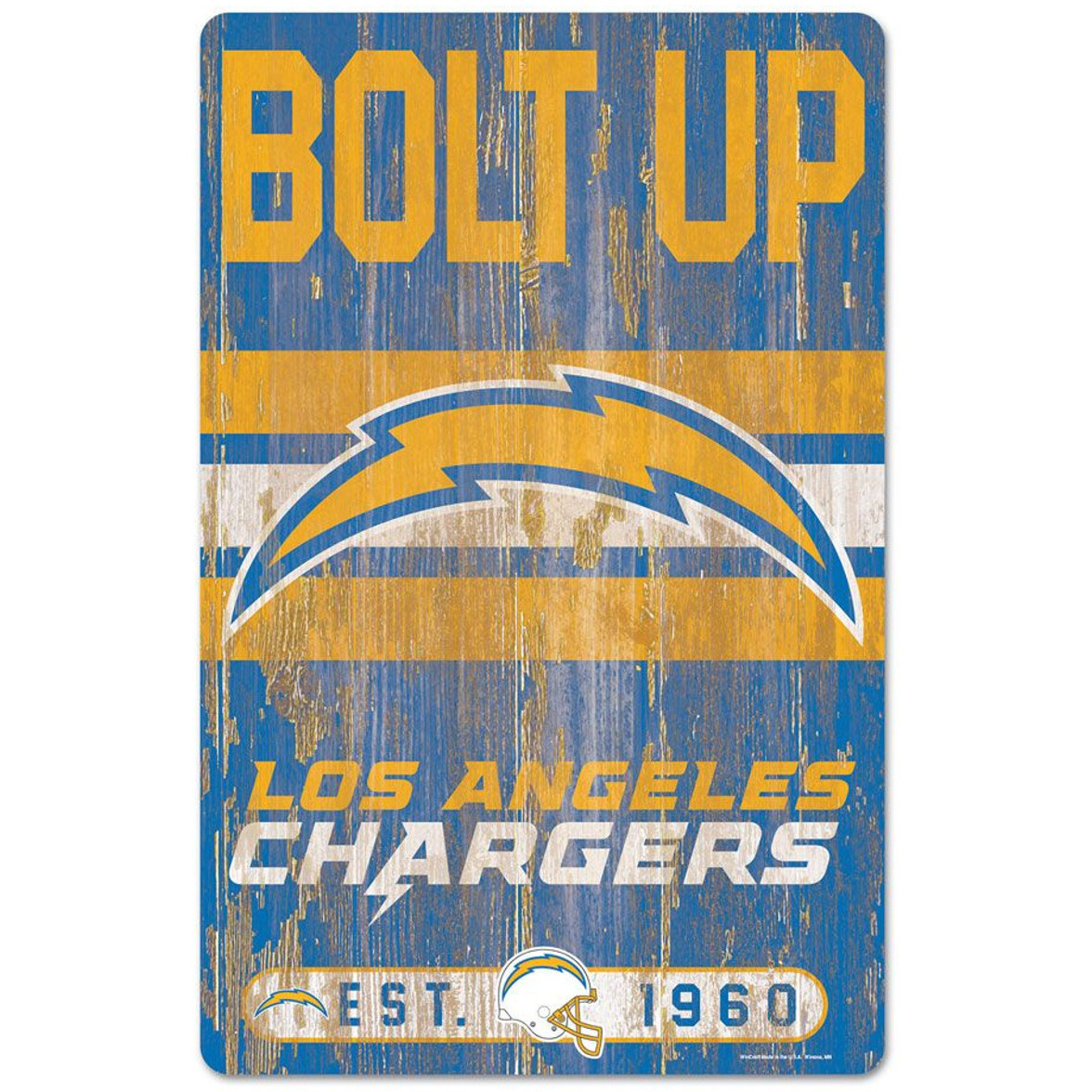 Los Angeles Chargers Sign 11x17 Wood Slogan Design
