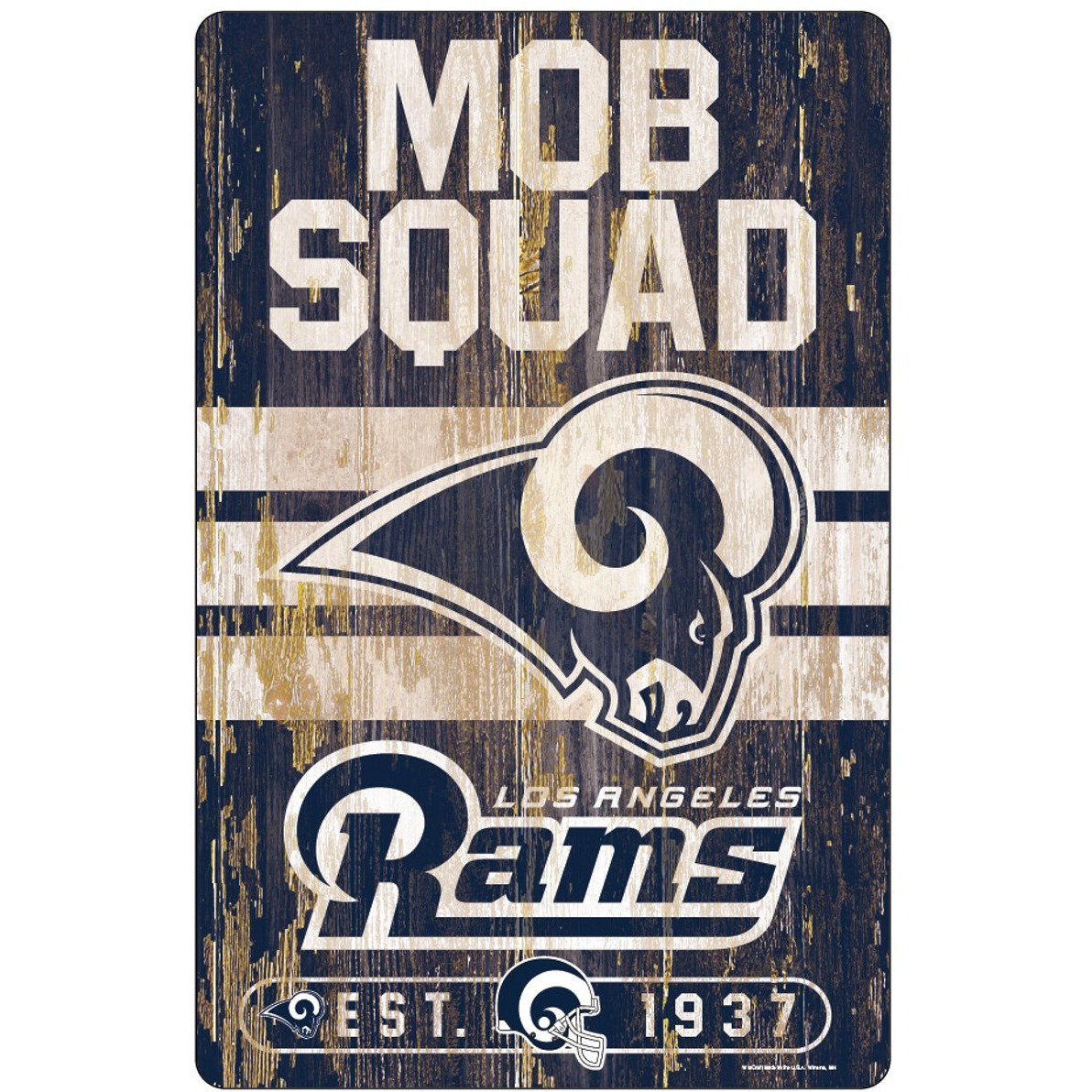 Los Angeles Rams Sign 11x17 Wood Slogan Design