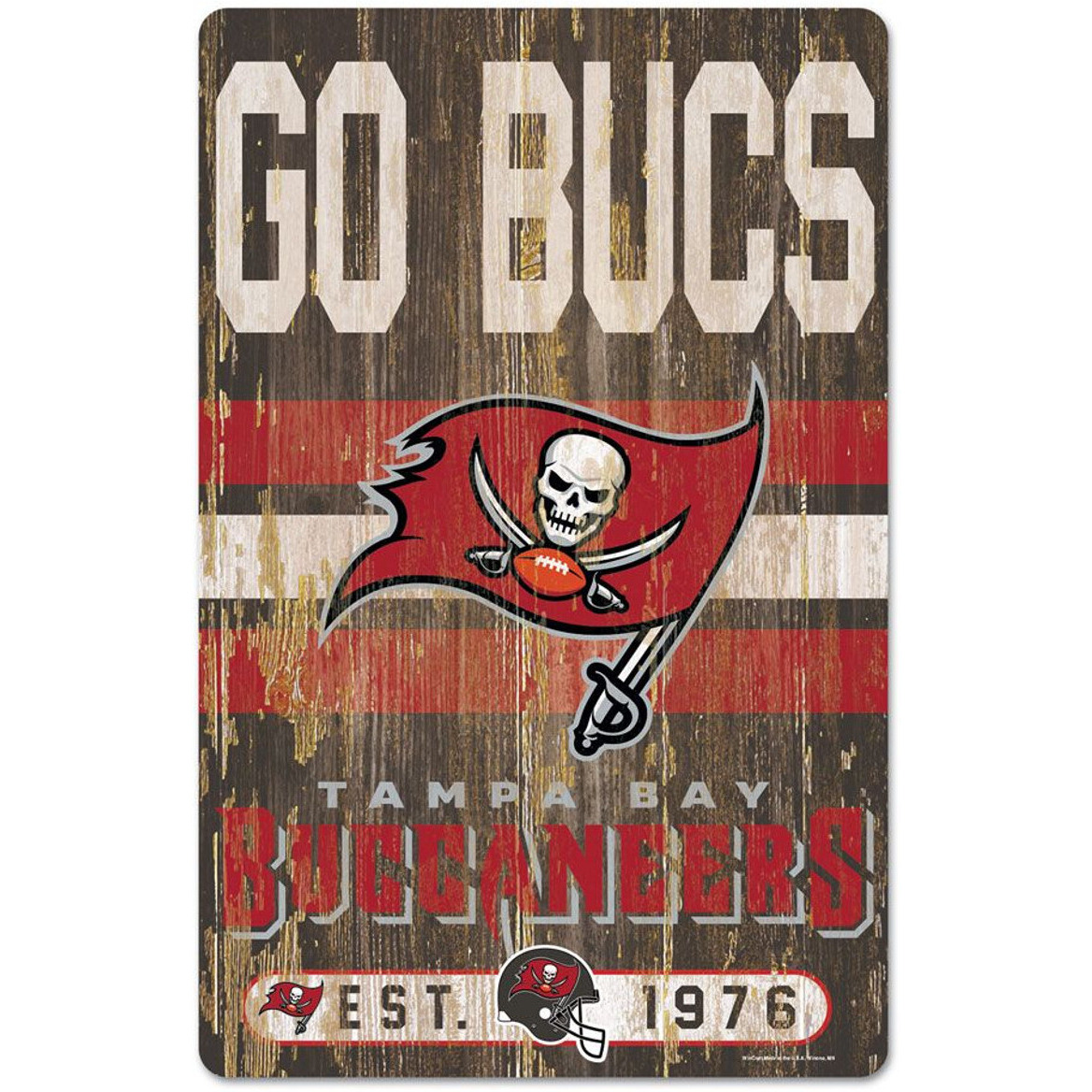 Tampa Bay Buccaneers Sign 11x17 Wood Slogan Design