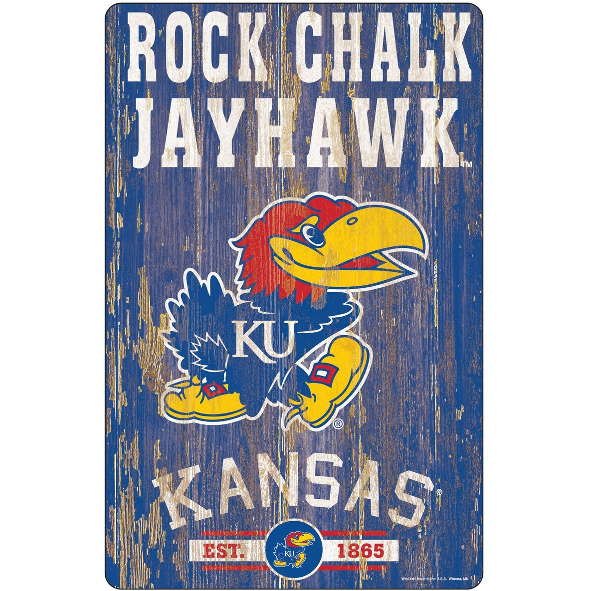 Kansas Jayhawks Sign 11x17 Wood Slogan Design