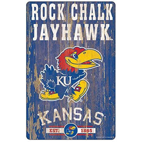 Kansas Jayhawks Sign 11x17 Wood Slogan Design