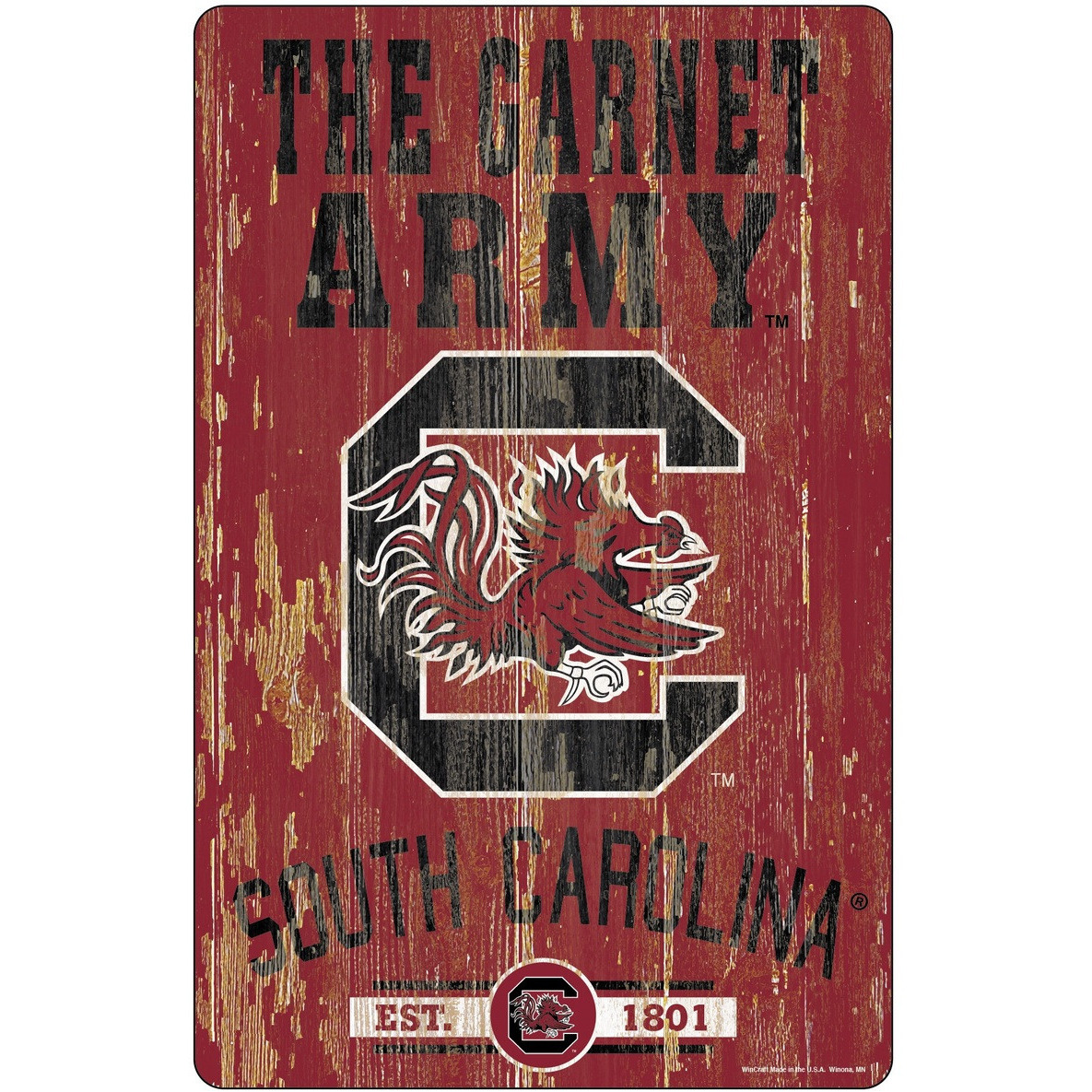 South Carolina Gamecocks Sign 11x17 Wood Slogan Design