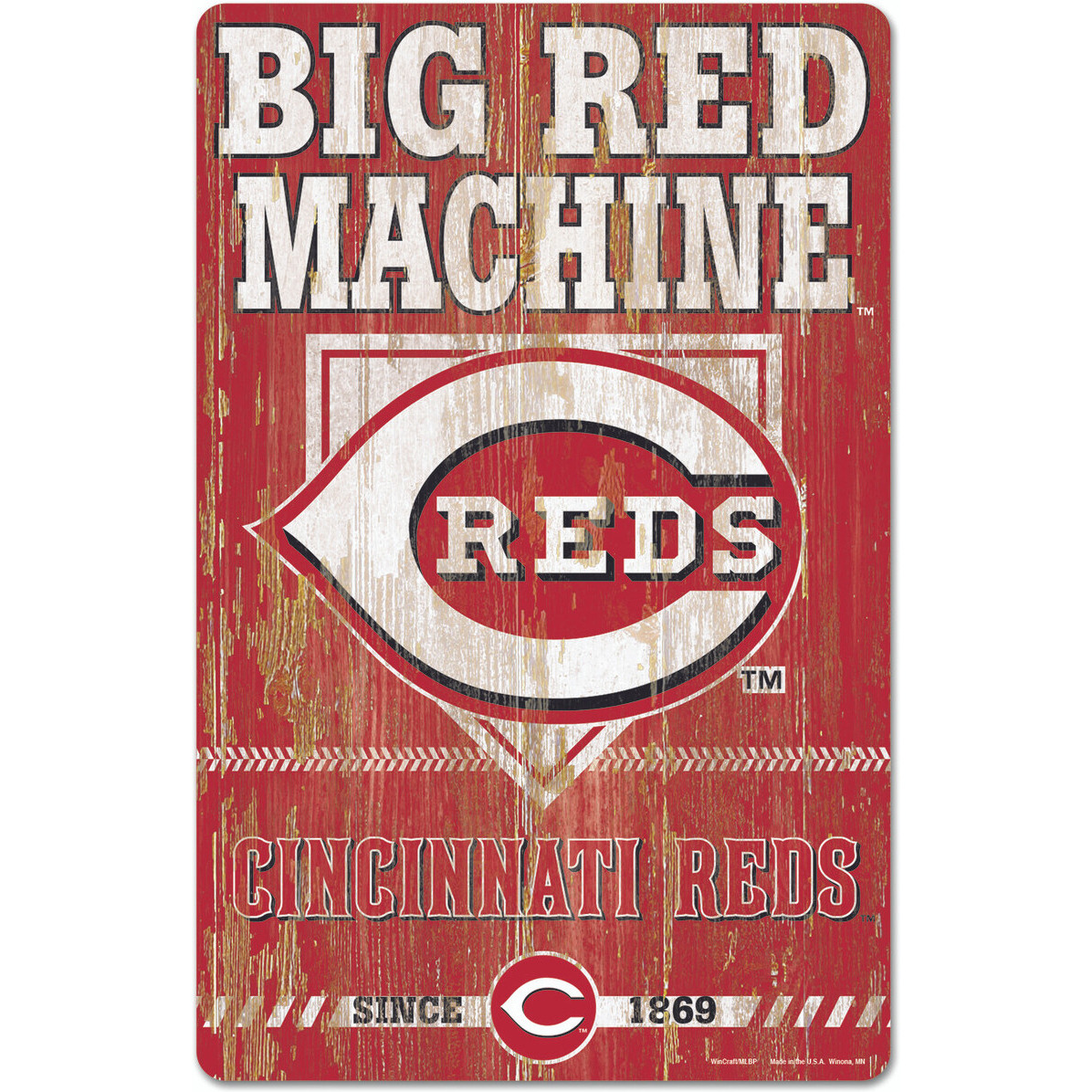Cincinnati Reds Sign 11x17 Wood Slogan Design