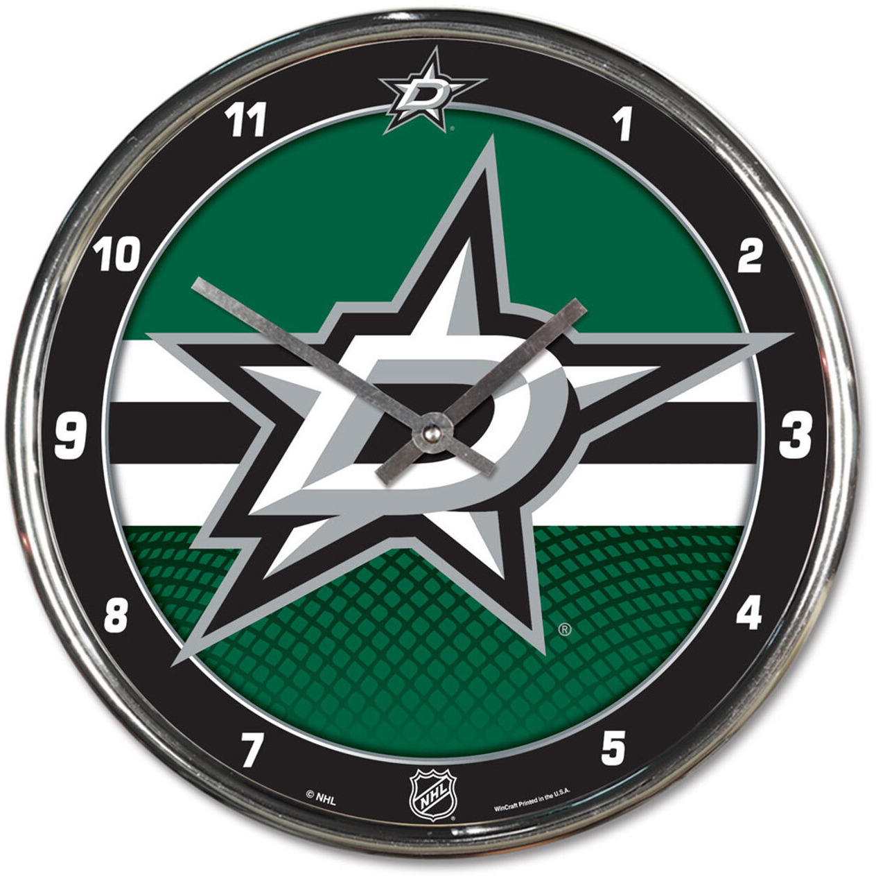 Dallas Stars Round Chrome Wall Clock