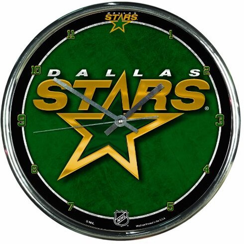 Dallas Stars Round Chrome Wall Clock