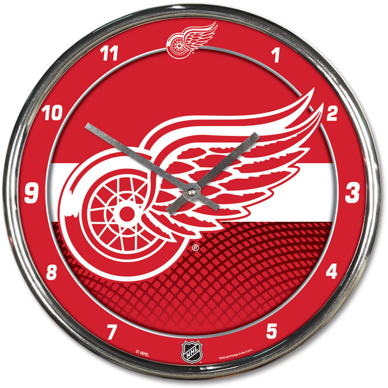 Detroit Red Wings Round Chrome Wall Clock