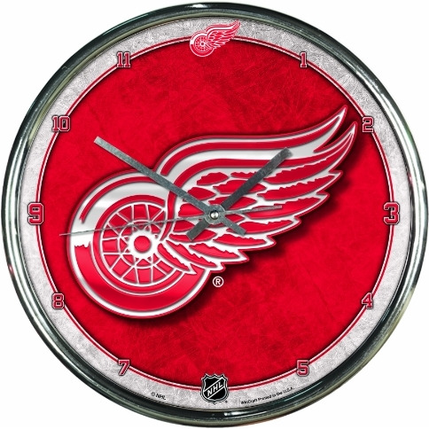 Detroit Red Wings Round Chrome Wall Clock