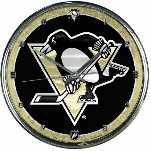 Pittsburgh Penguins Round Chrome Wall Clock