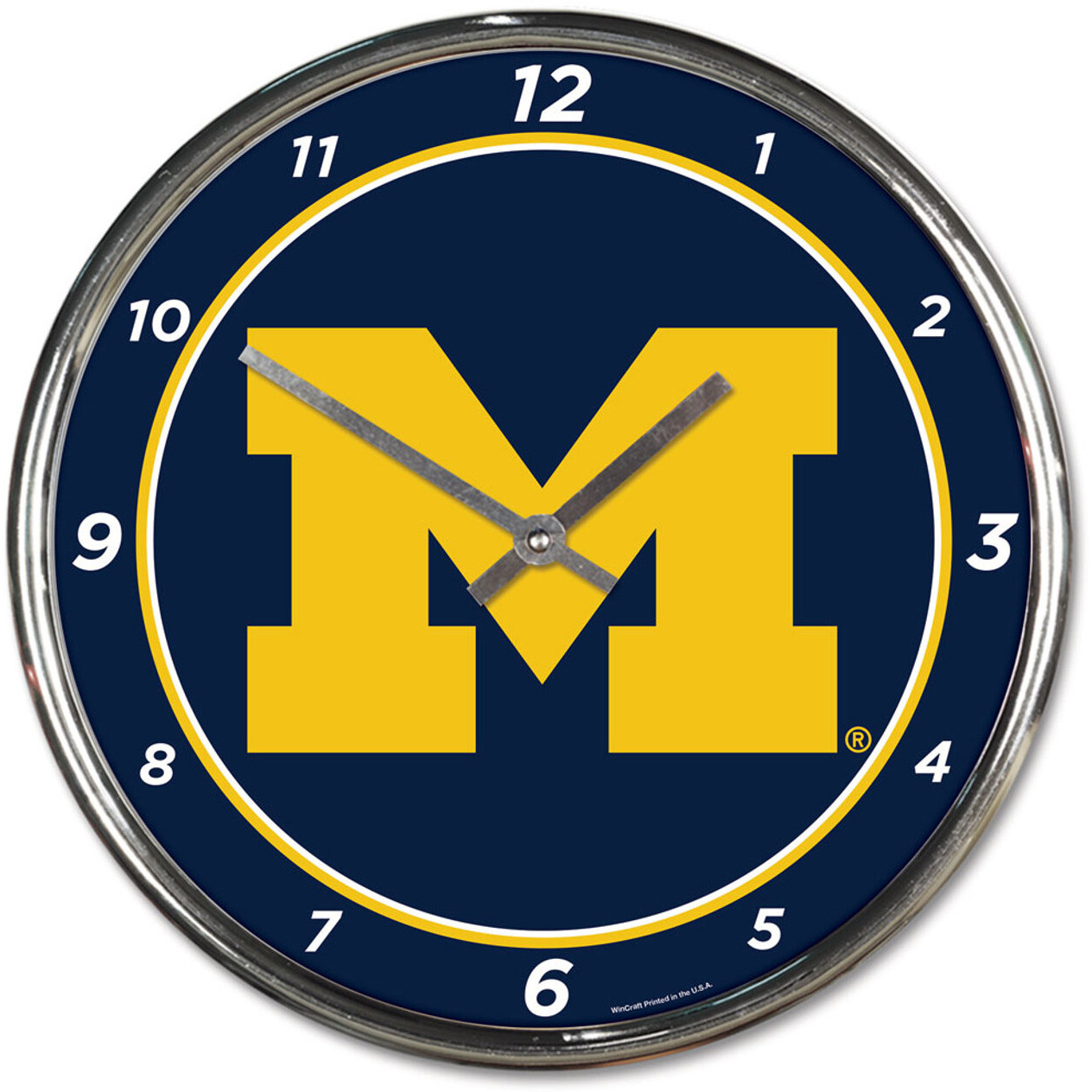 Michigan Wolverines Round Chrome Wall Clock