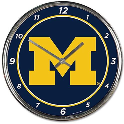 Michigan Wolverines Round Chrome Wall Clock