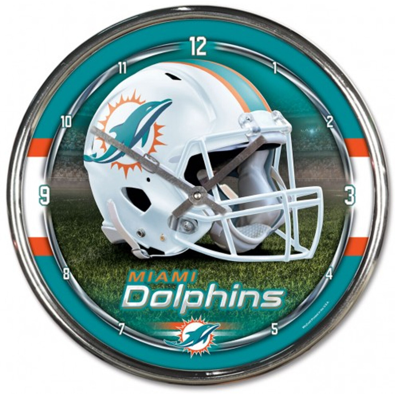 Miami Dolphins Round Chrome Wall Clock