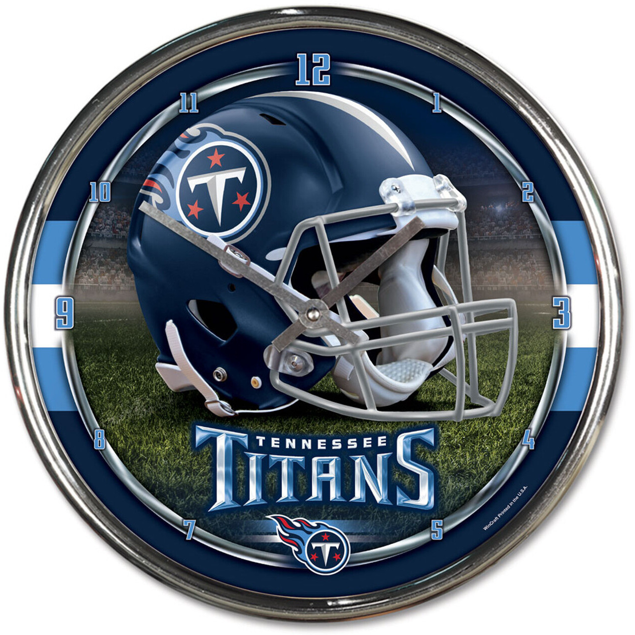 Tennessee Titans Clock Round Wall Style Chrome