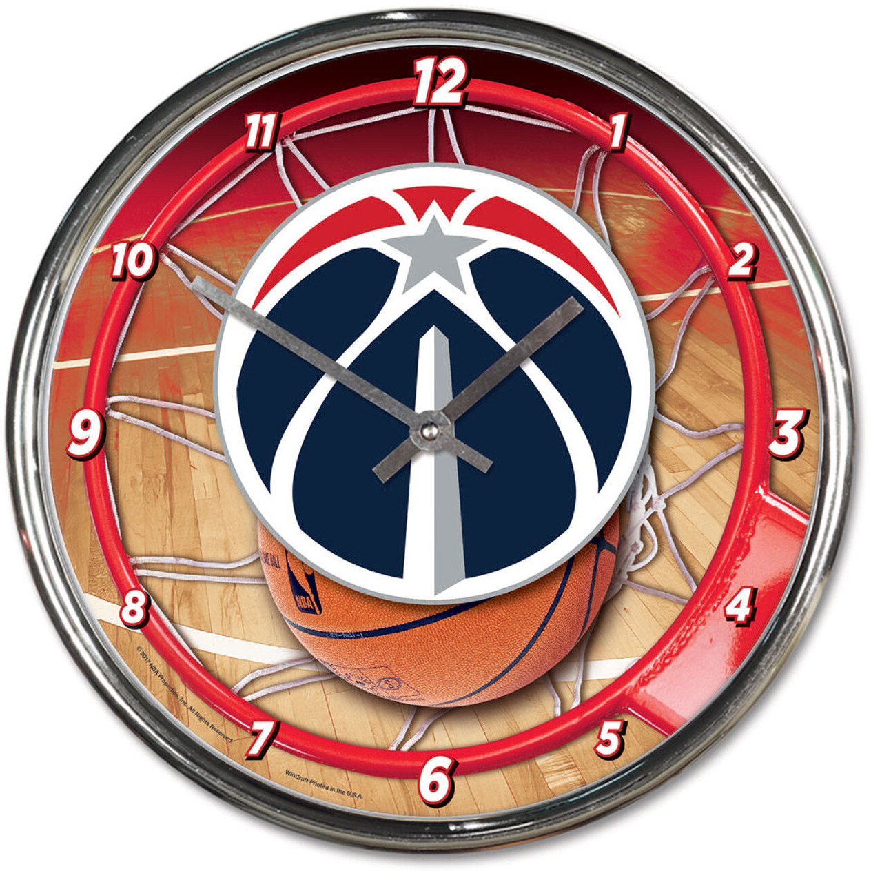 Washington Wizards Clock Round Wall Style Chrome