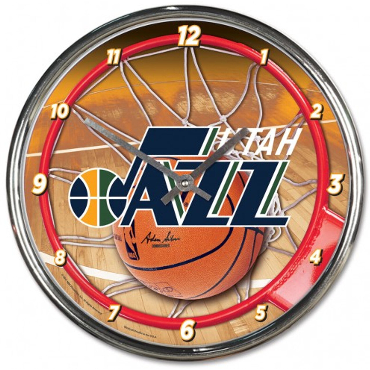 Utah Jazz Clock Round Wall Style Chrome