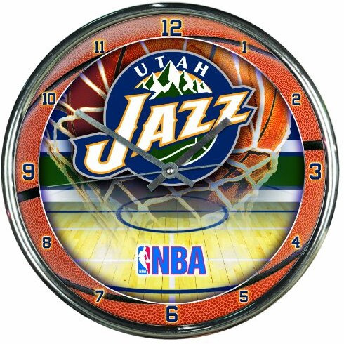 Utah Jazz Clock Round Wall Style Chrome
