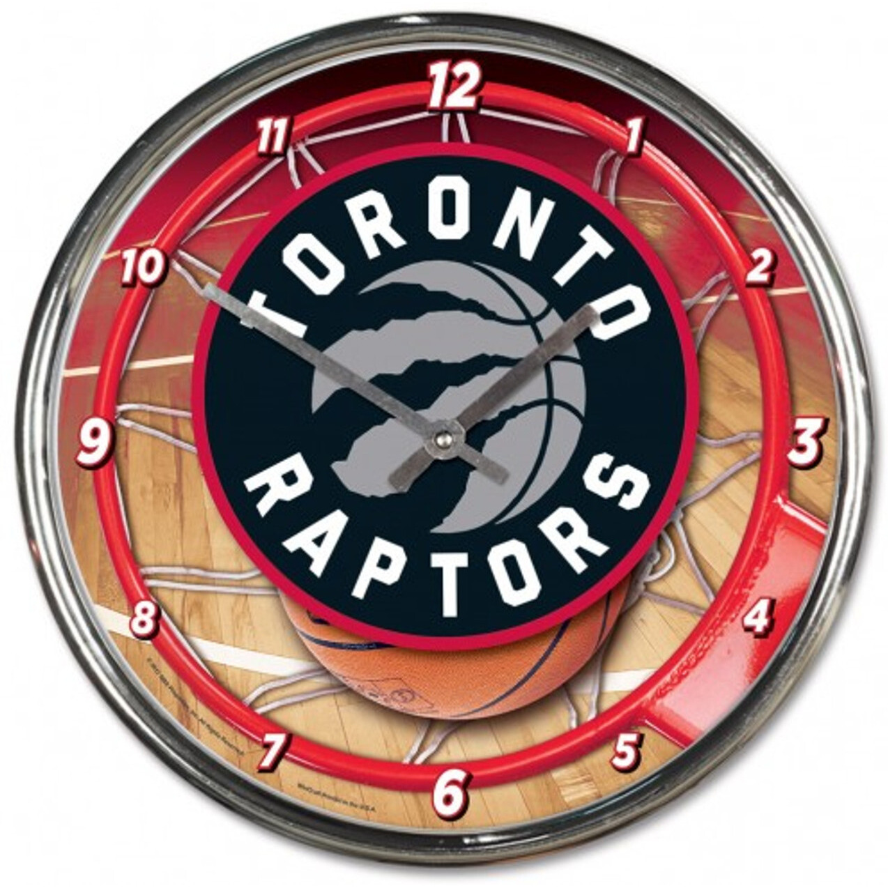 Toronto Raptors Clock Round Wall Style Chrome