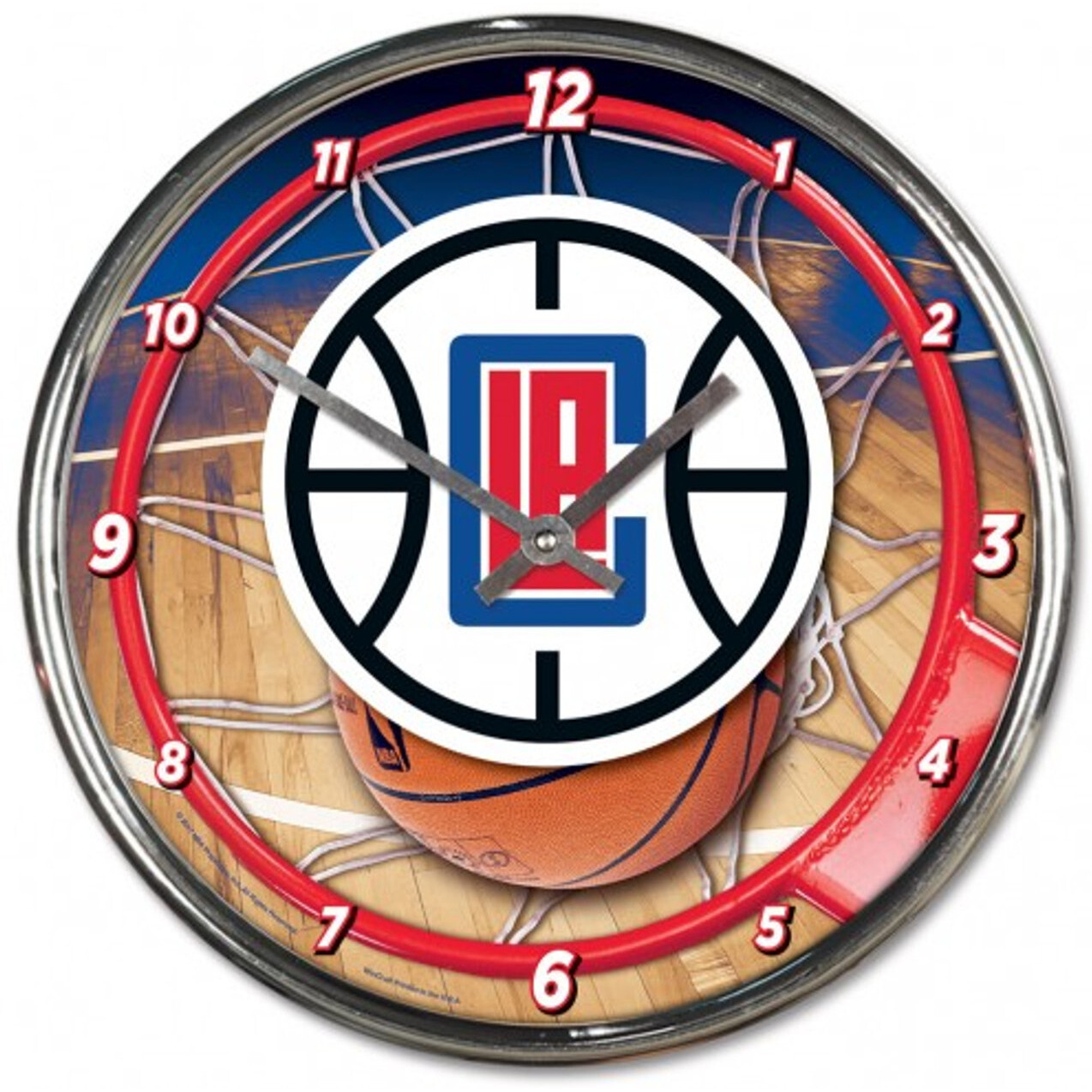 Los Angeles Clippers Clock Round Wall Style Chrome