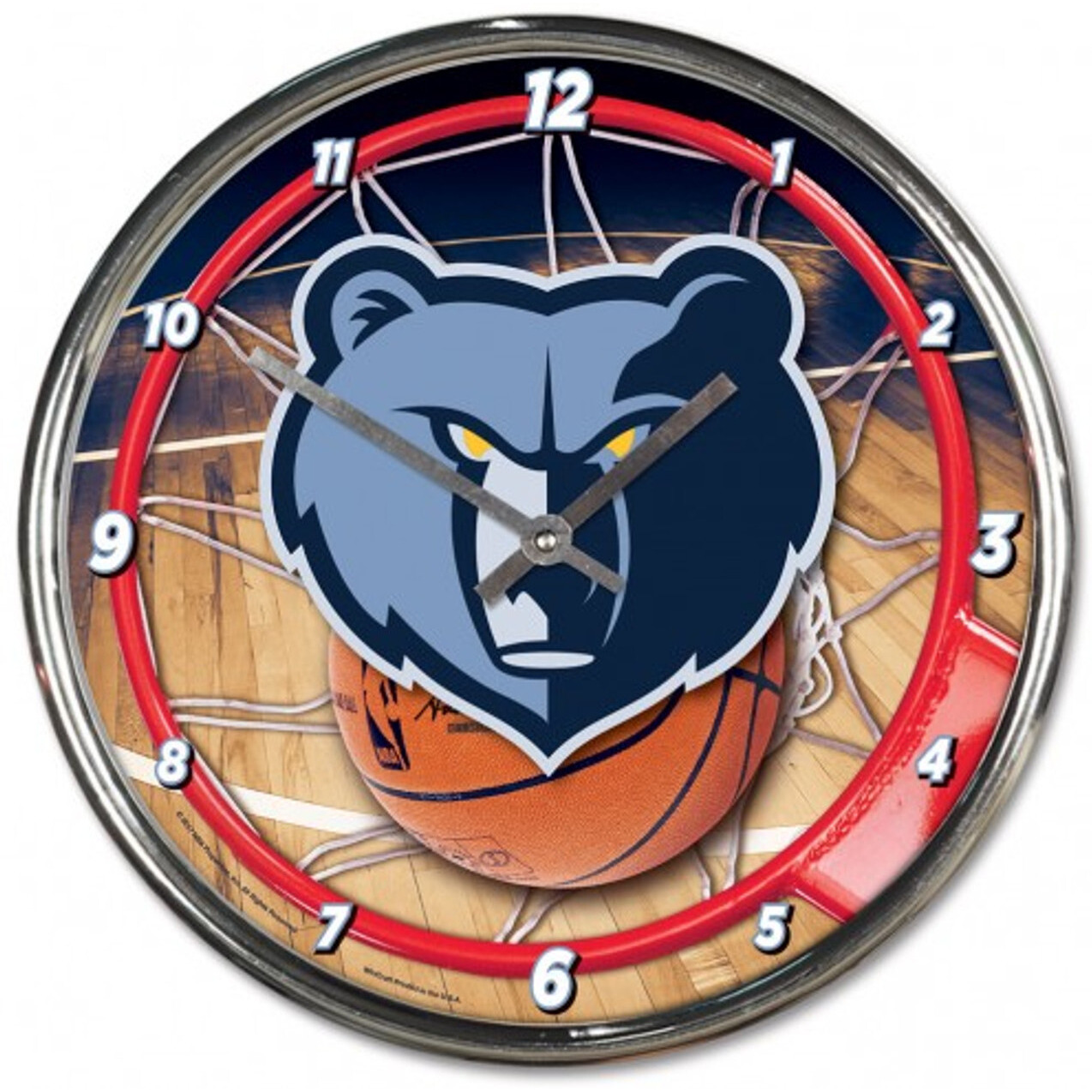 Memphis Grizzlies Clock Round Wall Style Chrome