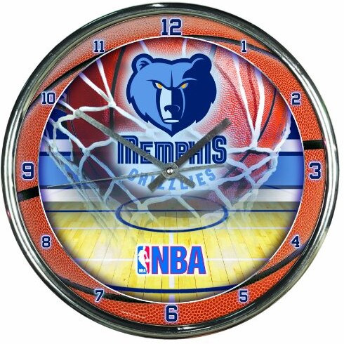 Memphis Grizzlies Clock Round Wall Style Chrome