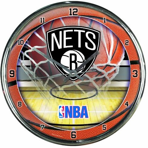 Brooklyn Nets Clock Round Wall Style Chrome
