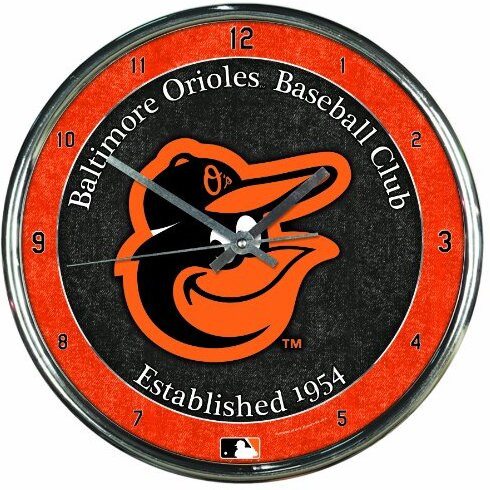 Baltimore Orioles Clock Round Wall Style Chrome