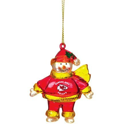 Kansas City Chiefs 2 3/4 Crystal Snowman Ornament CO