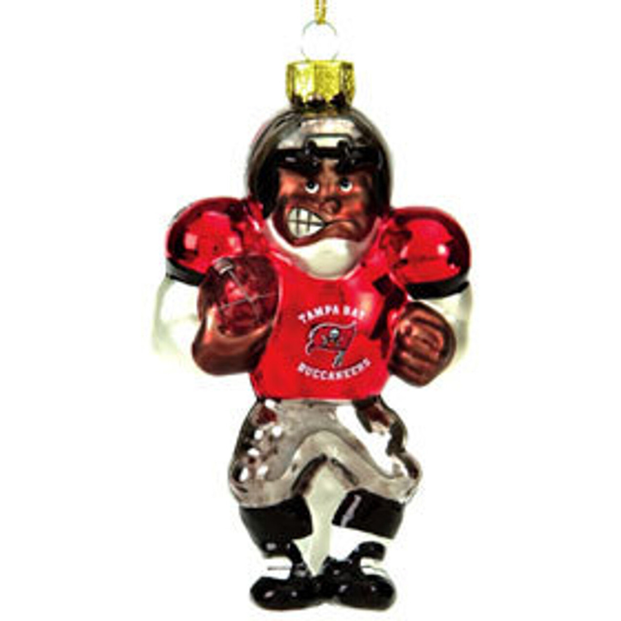 Tampa Bay Buccaneers Ornament Blown Glass Football Player CO
