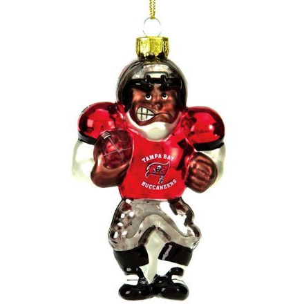 Tampa Bay Buccaneers Ornament Blown Glass Football Player CO
