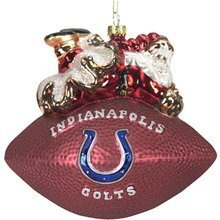 Indianapolis Colts 5 1/2 Peggy Abrams Glass Football Ornament CO