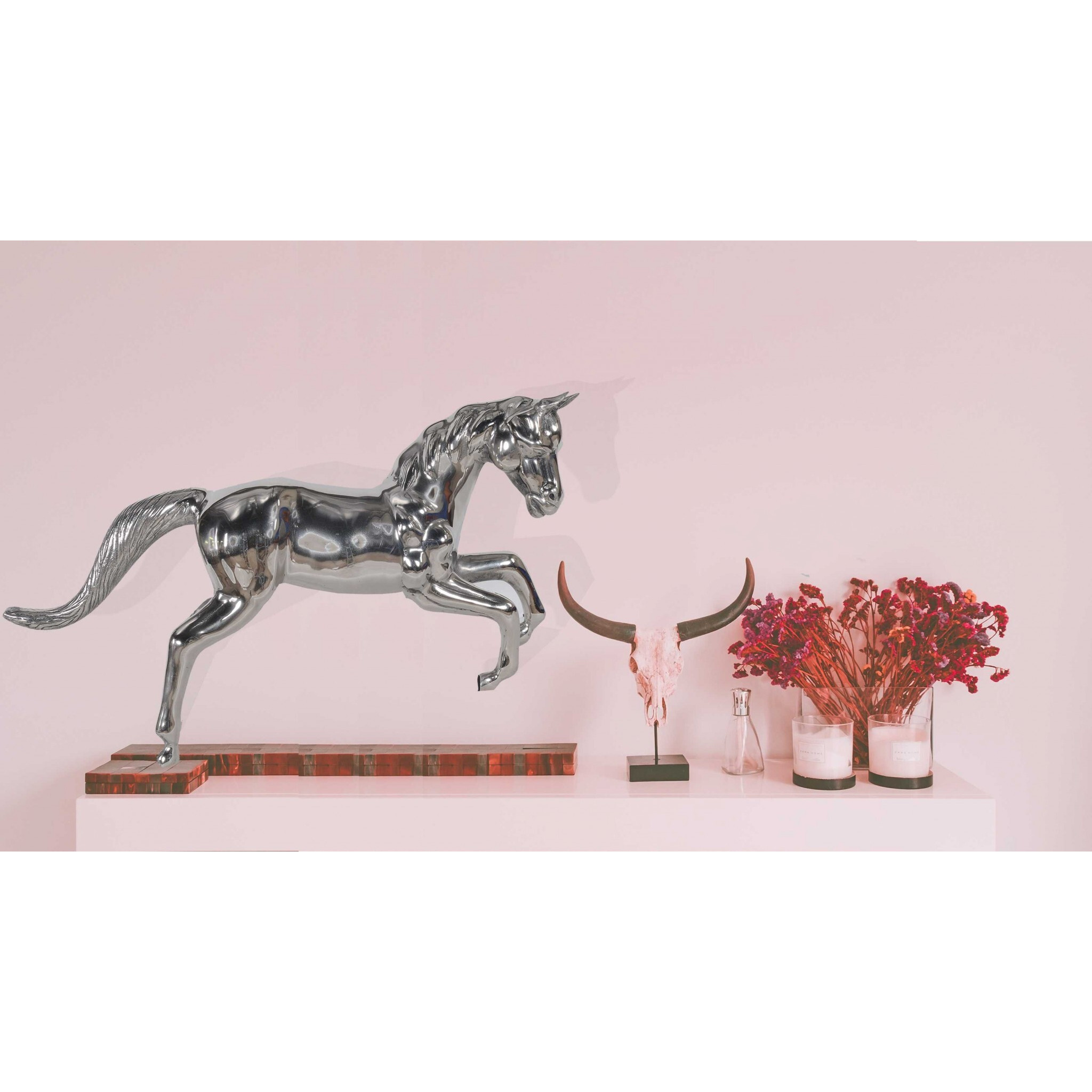 Large Silver Horse Statue