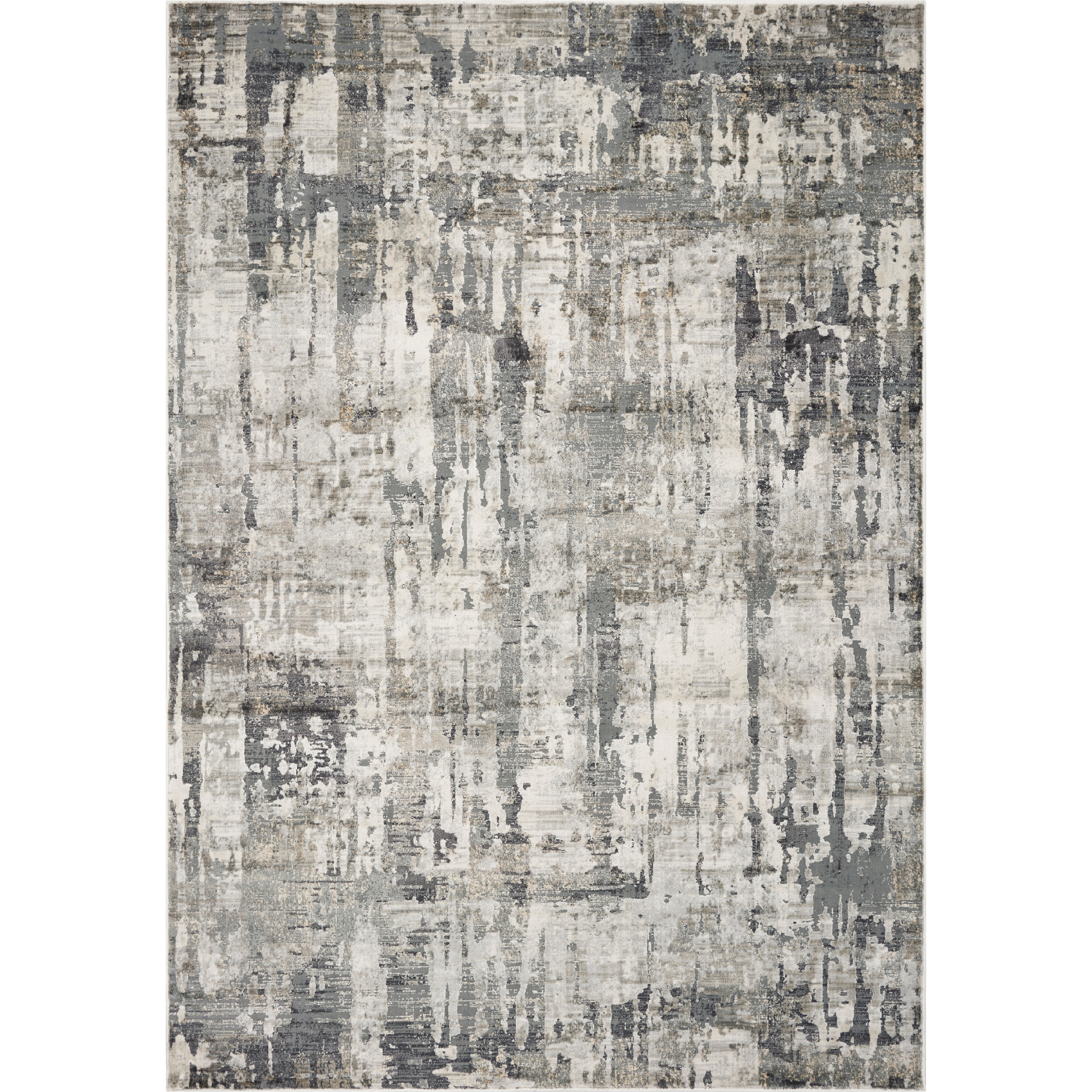 3'X5' Grey Machine Woven Abstract Drip Indoor Area Rug