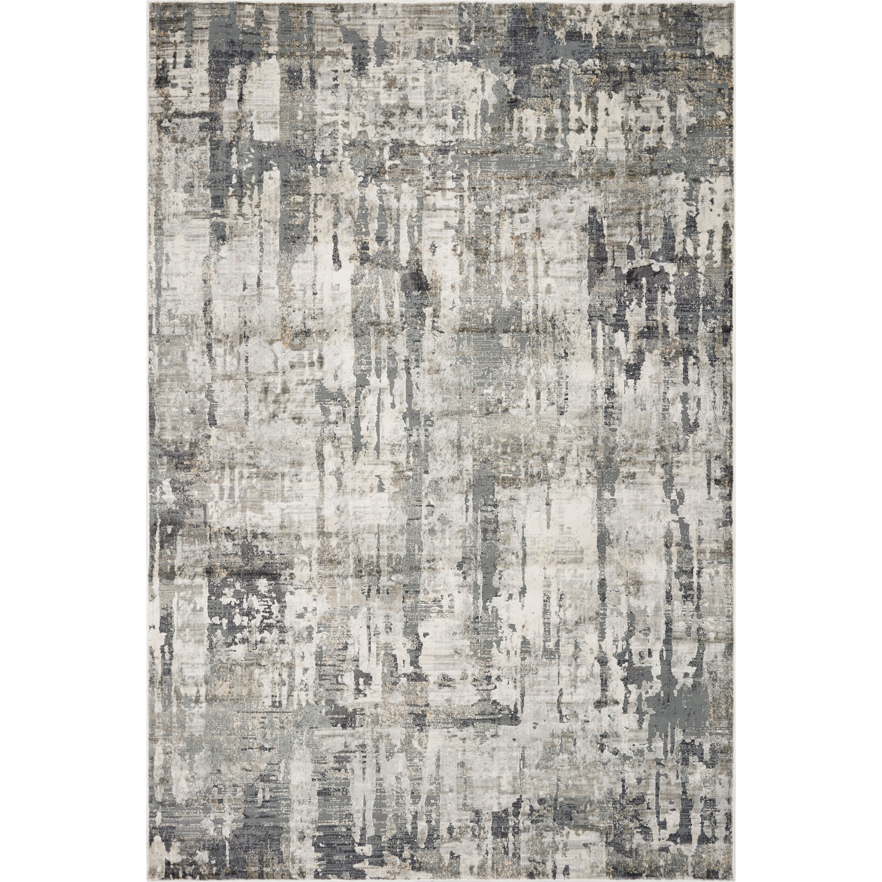 3'X5' Grey Machine Woven Abstract Drip Indoor Area Rug