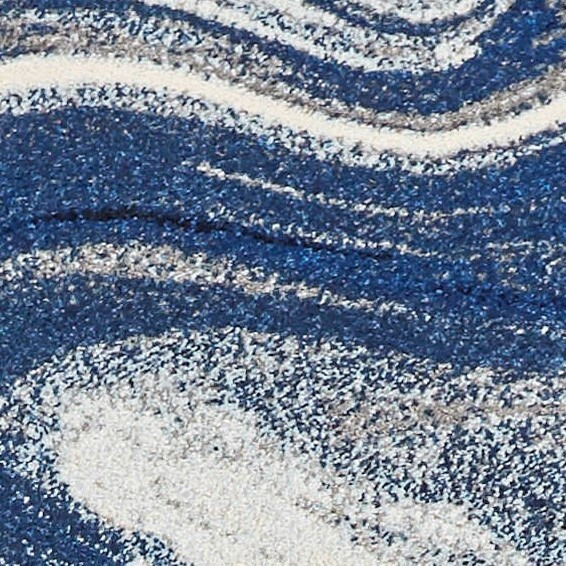 7'X10' Blue Beige Machine Woven Marble Indoor Area Rug