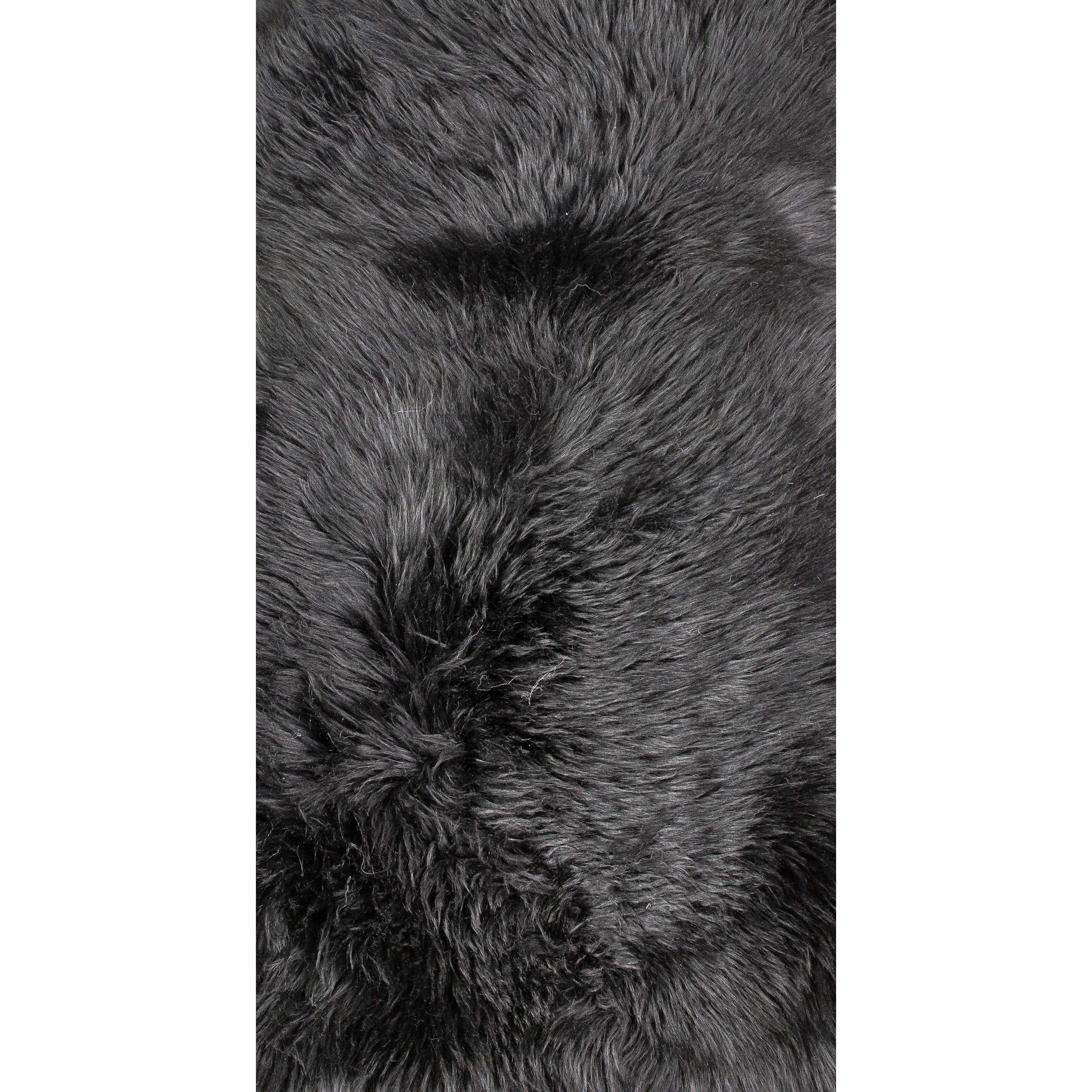 2' X 3' Black New Zealand Natural Sheepskin Rug