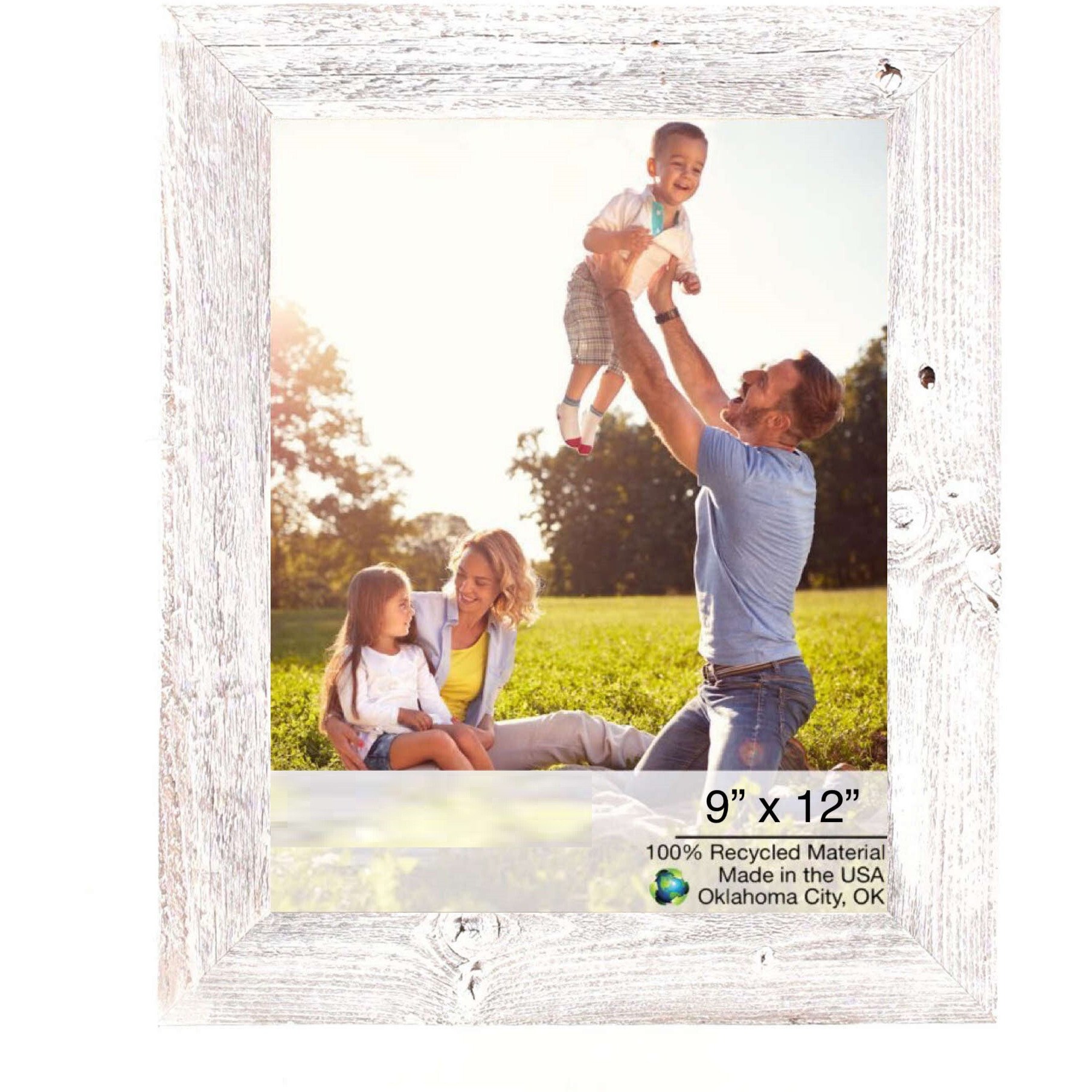 9X12 Rustic White Washed Picture Frame With Plexiglass Holder