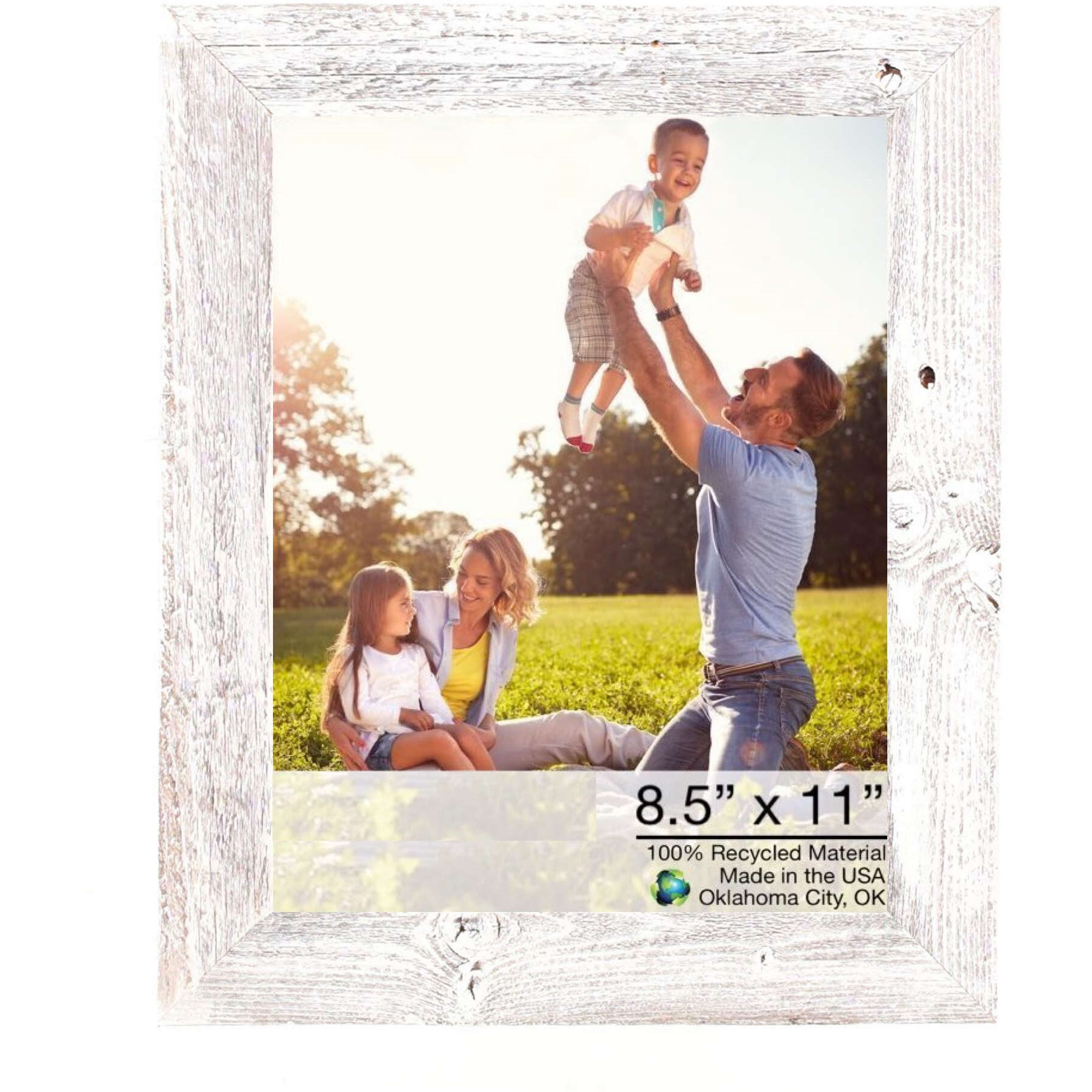 12&quotX15" Rustic White Washed Grey Picture Frame