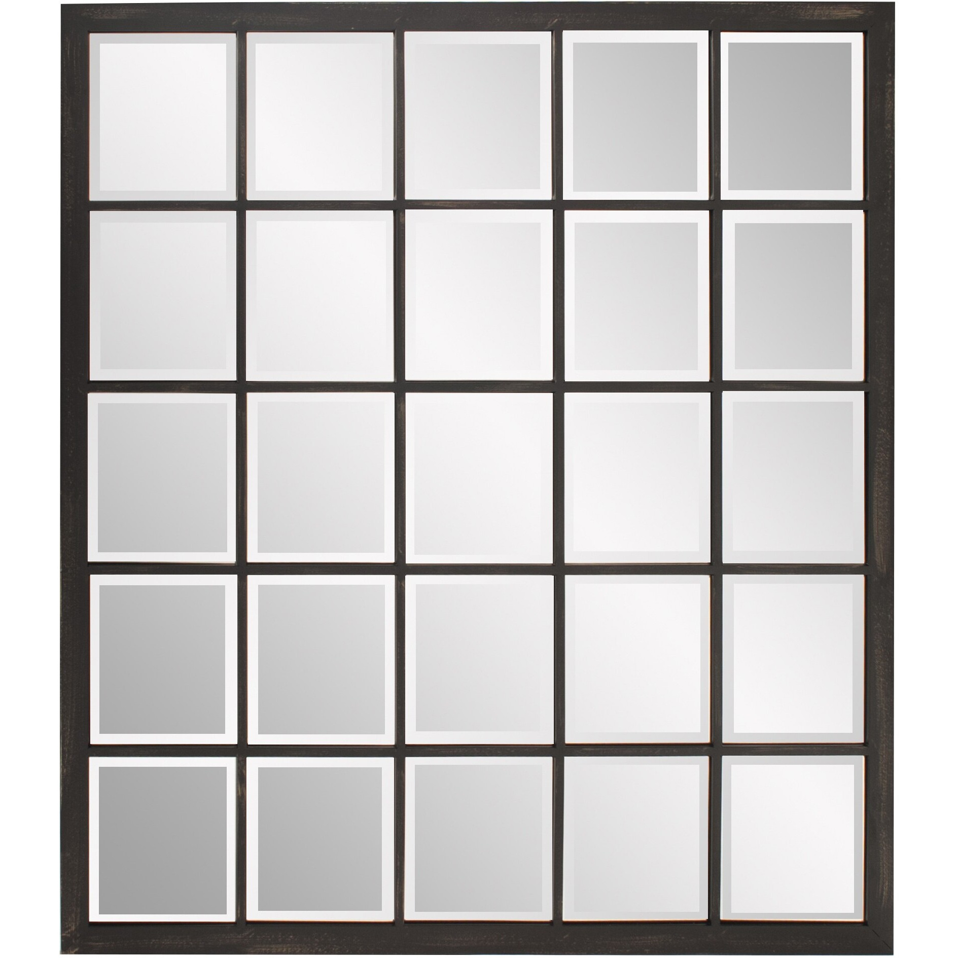 Rectangular Antique Black Finish Mirror With Beveled Edge