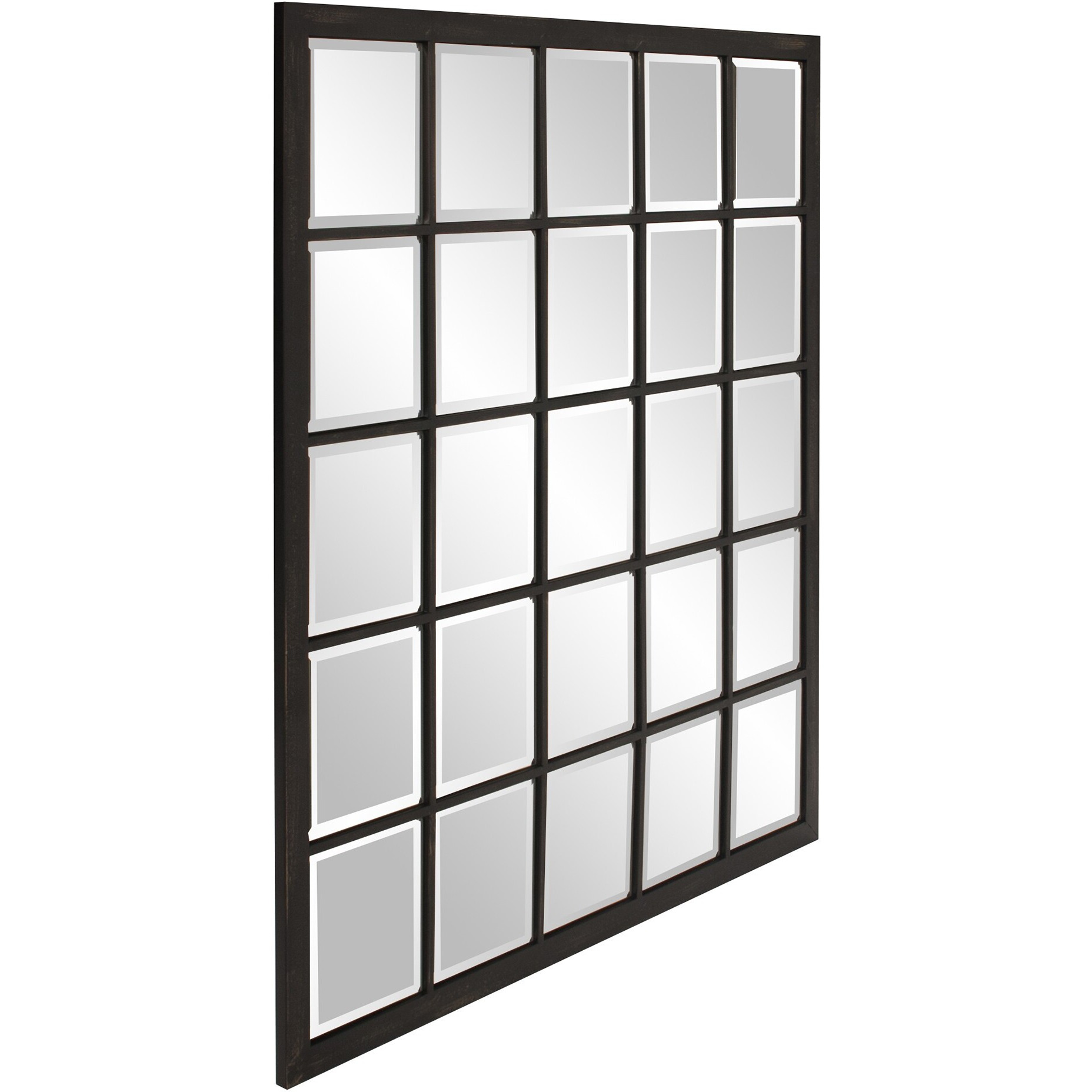 Rectangular Antique Black Finish Mirror With Beveled Edge