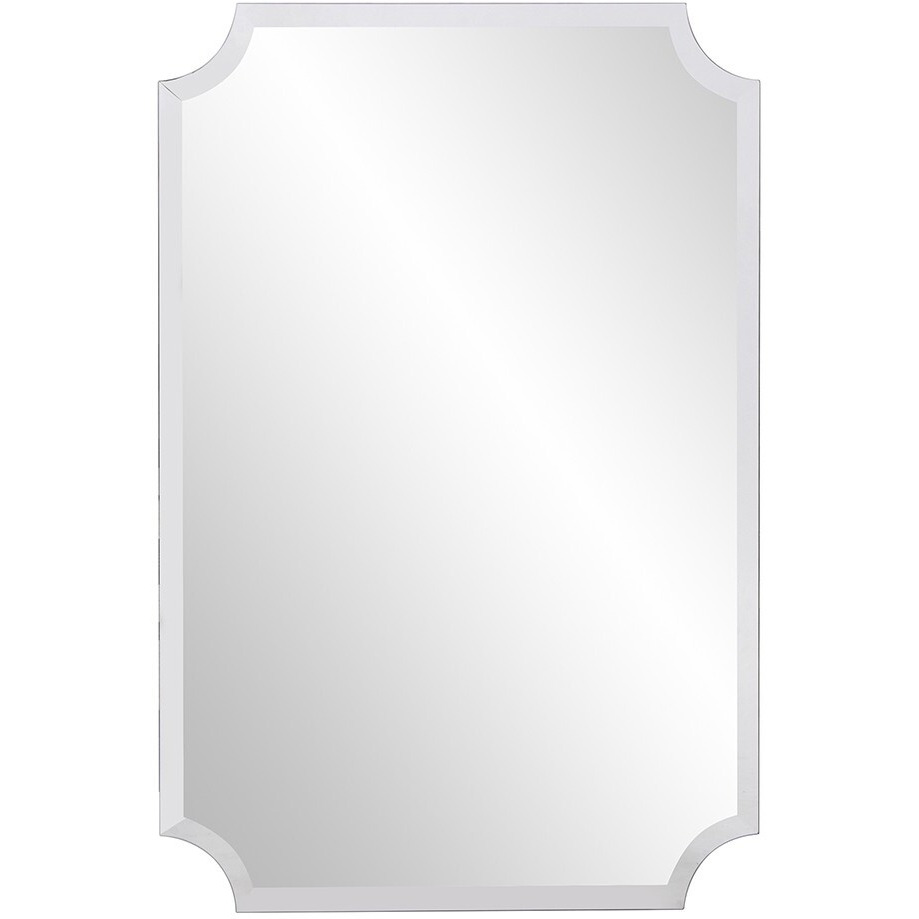 Minimalist  Rectangle Mirror With Beveled Edge And Scalloped Corners
