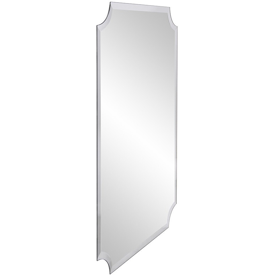 Minimalist  Rectangle Mirror With Beveled Edge And Scalloped Corners