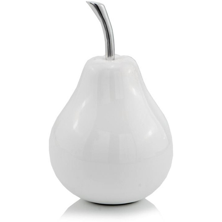 White Coated Mini Pear Shaped Aluminum Accent Home Decor