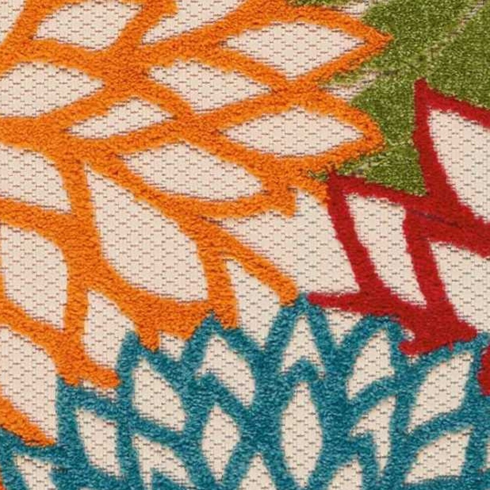 2 X 6 Green Floral Indoor Outdoor Runner Rug