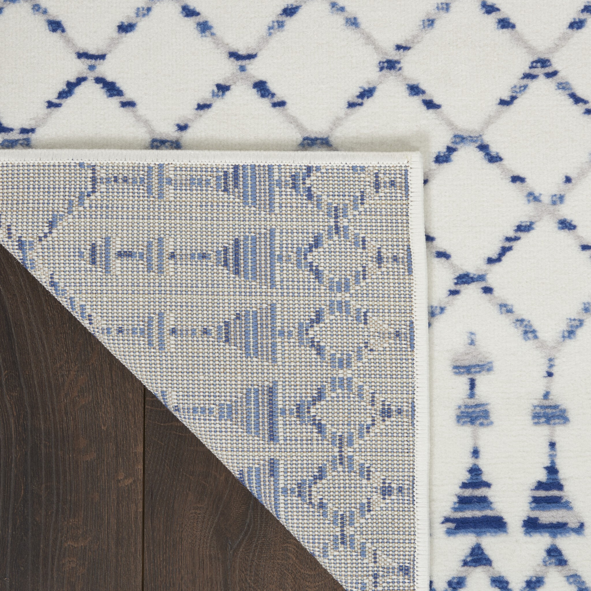 6 X 9 Ivory And Blue Berber Pattern Area Rug