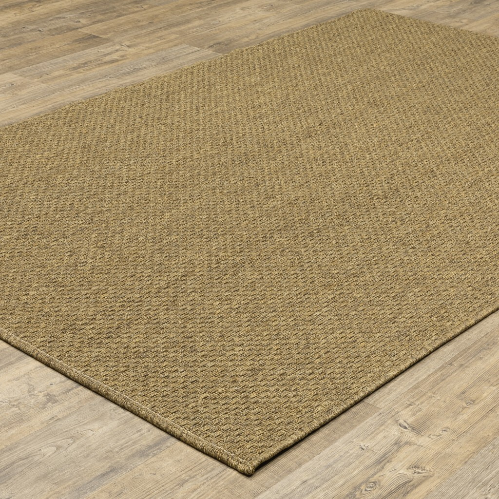 9X13 Solid Tan Indoor Outdoor Area Rug