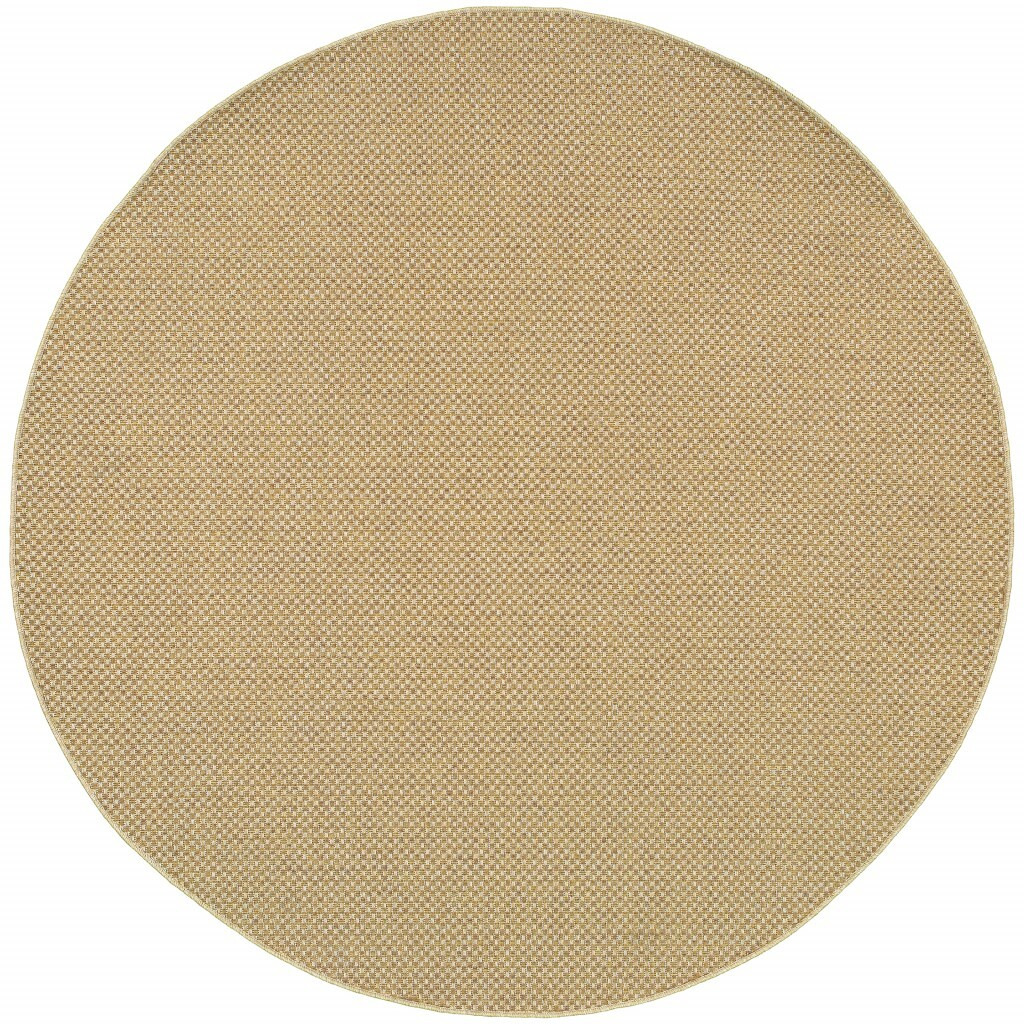 8 Round Solid Sand Beige Indoor Outdoor Area Rug