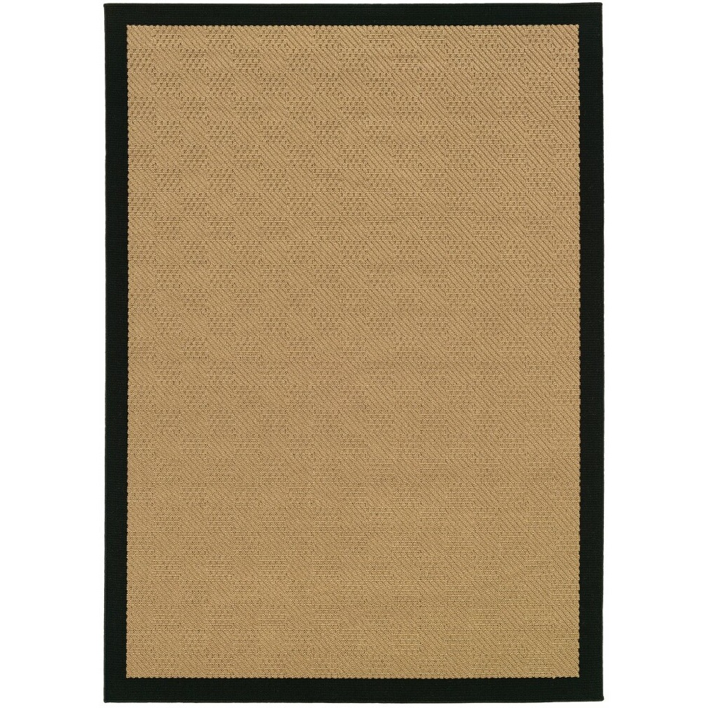 7X11 Beige And Black Plain Indoor Outdoor Area Rug