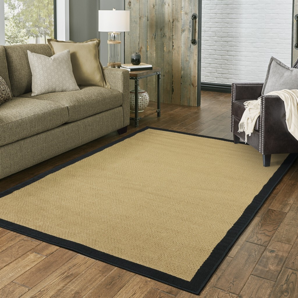 9X13 Beige And Black Plain Indoor Outdoor Area Rug