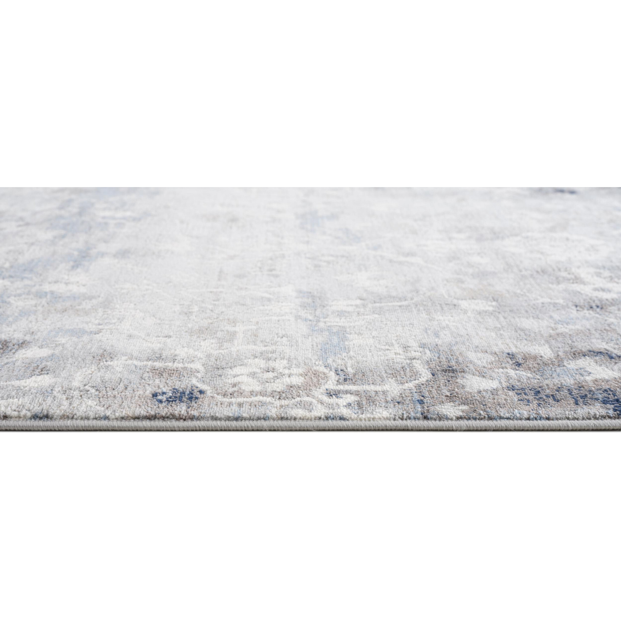 2 X 5 Navy And Beige Distressed Vines Area Rug