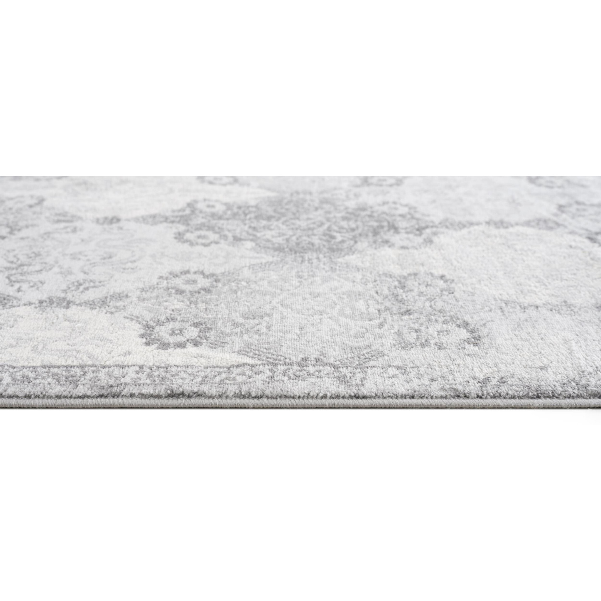 2 X 5 Gray Distressed Trellis Pattern Area Rug